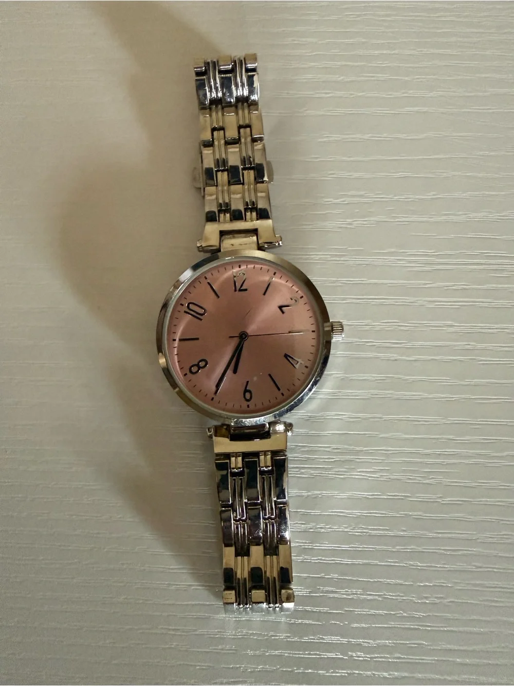 Classic Women's Silver Bracelet Watch with Rose Dial